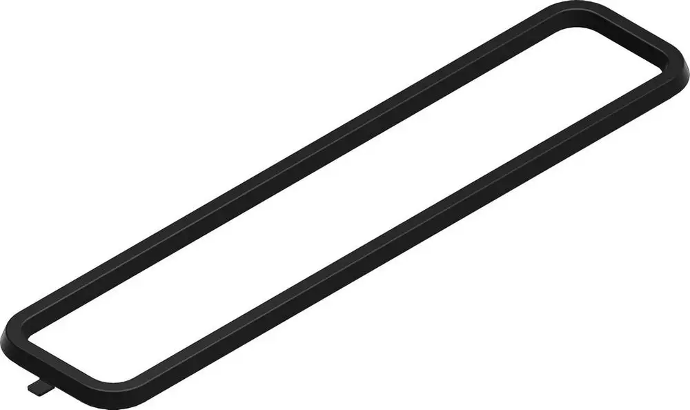 Schwarze Dichtung mit rechteckiger Form, geeignet für die Montage in Kondensatwannen, hergestellt von Bosch.